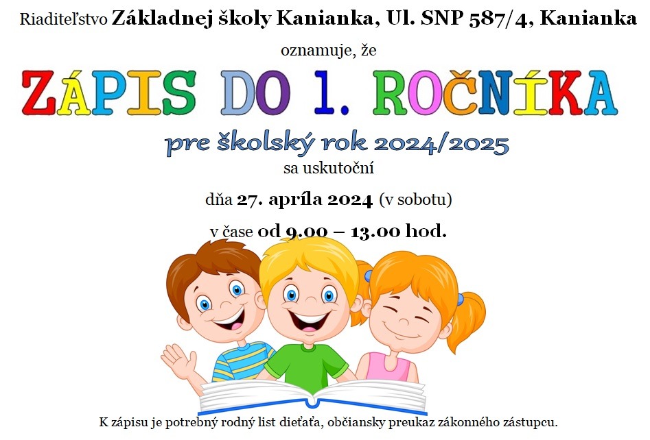Zápis do 1. ročníka šk. roka 2024/2025 - Obrázok 1
