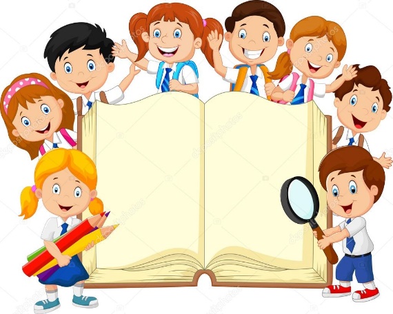 Dzieci w wieku szkolnym kreskówka z książka na białym tle Grafika wektorowa  od ©tigatelu 85455946
