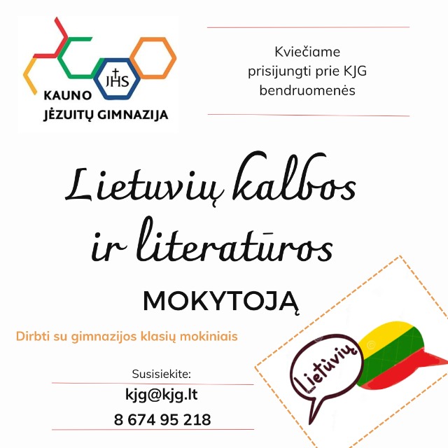Kviečiame dirbti lietuvių kalbos ir literatūros mokytoją! - Paveikslėlis 1