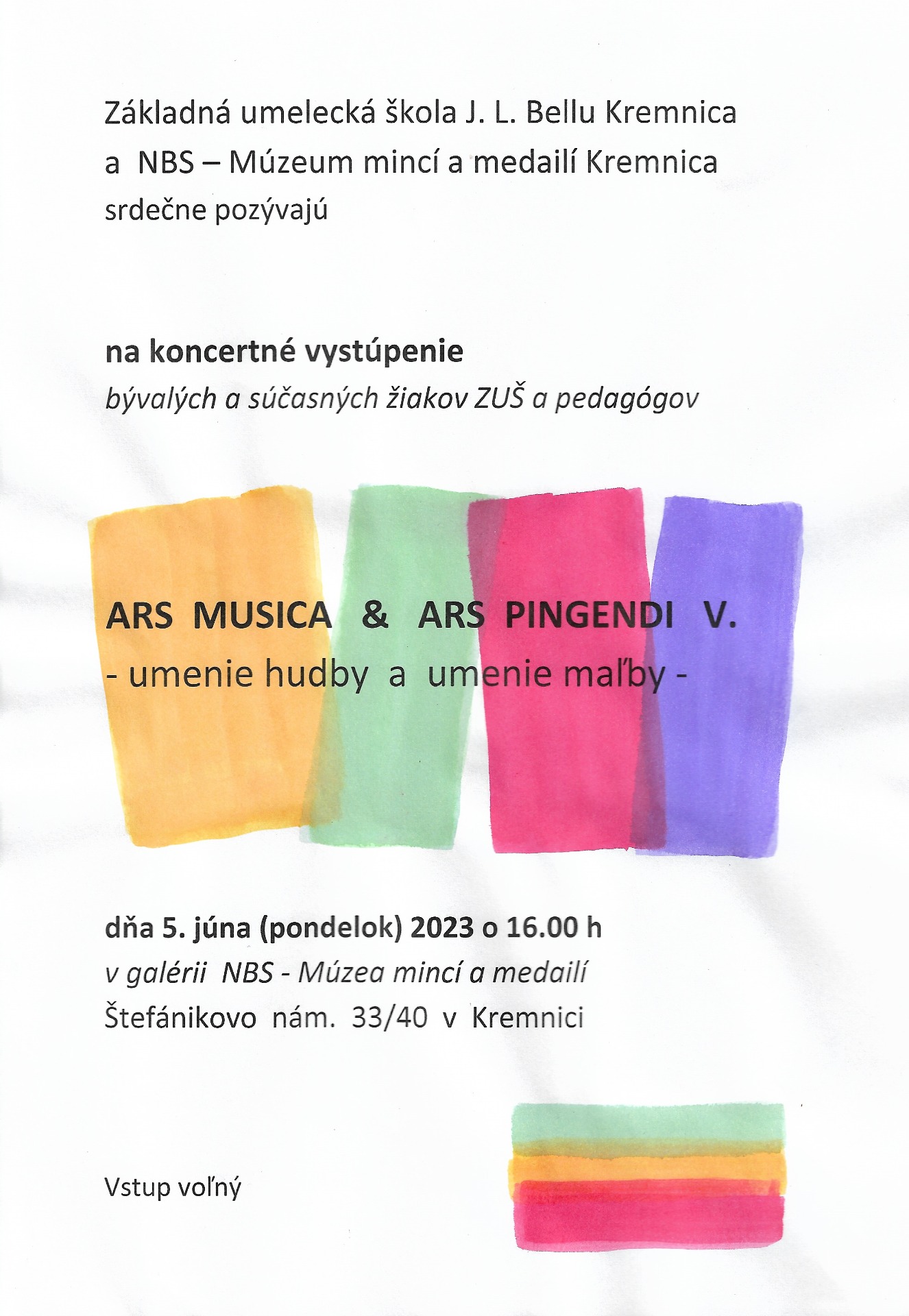 Pozvánka na koncert 5.júna v Múzeu mincí a medailí - Obrázok 1