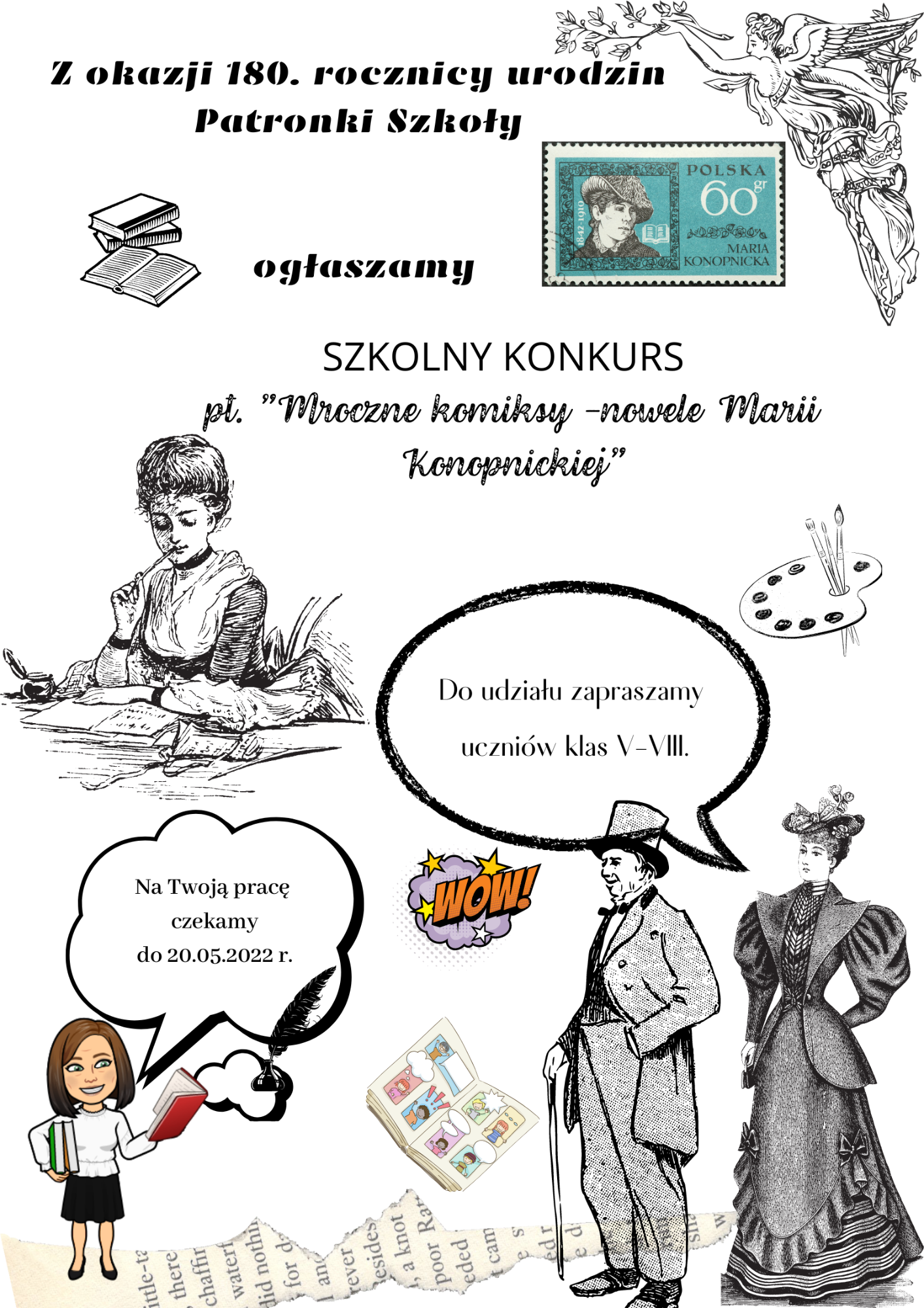 SZKOLNY KONKURS pt. ”Mroczne komiksy -nowele Marii Konopnickiej” dla klas V-VIII - Obrazek 1