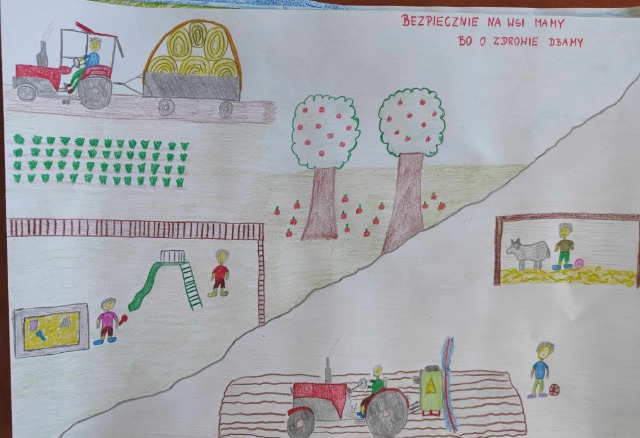 Prace uczniów wykonane na konkurs KRUS "Bezpiecznie na wsi mamy, bo o zdrowie dbamy"  - Obrazek 4