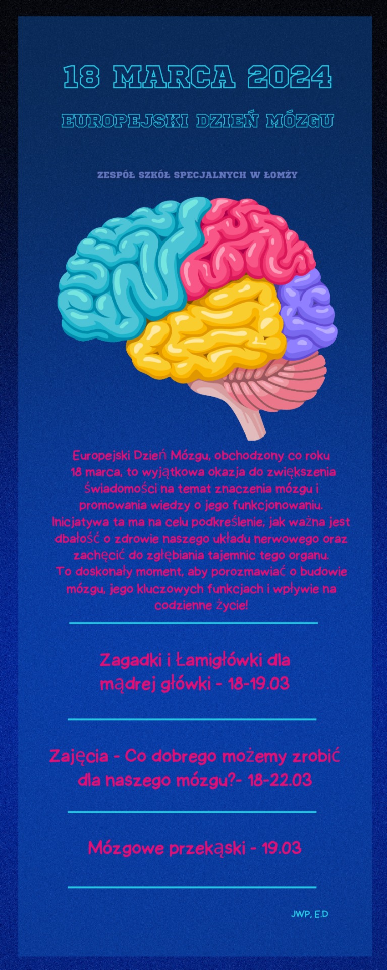 Plakat dotyczący Europejskiego Dnia Mózgu